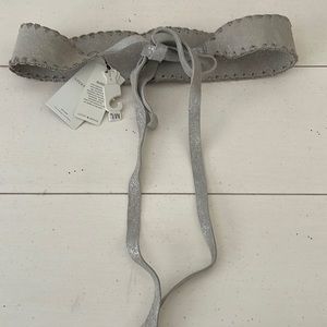 NEW with tags Lucky Brand silver suede tie belt. Fully adjustable. Size M/L.